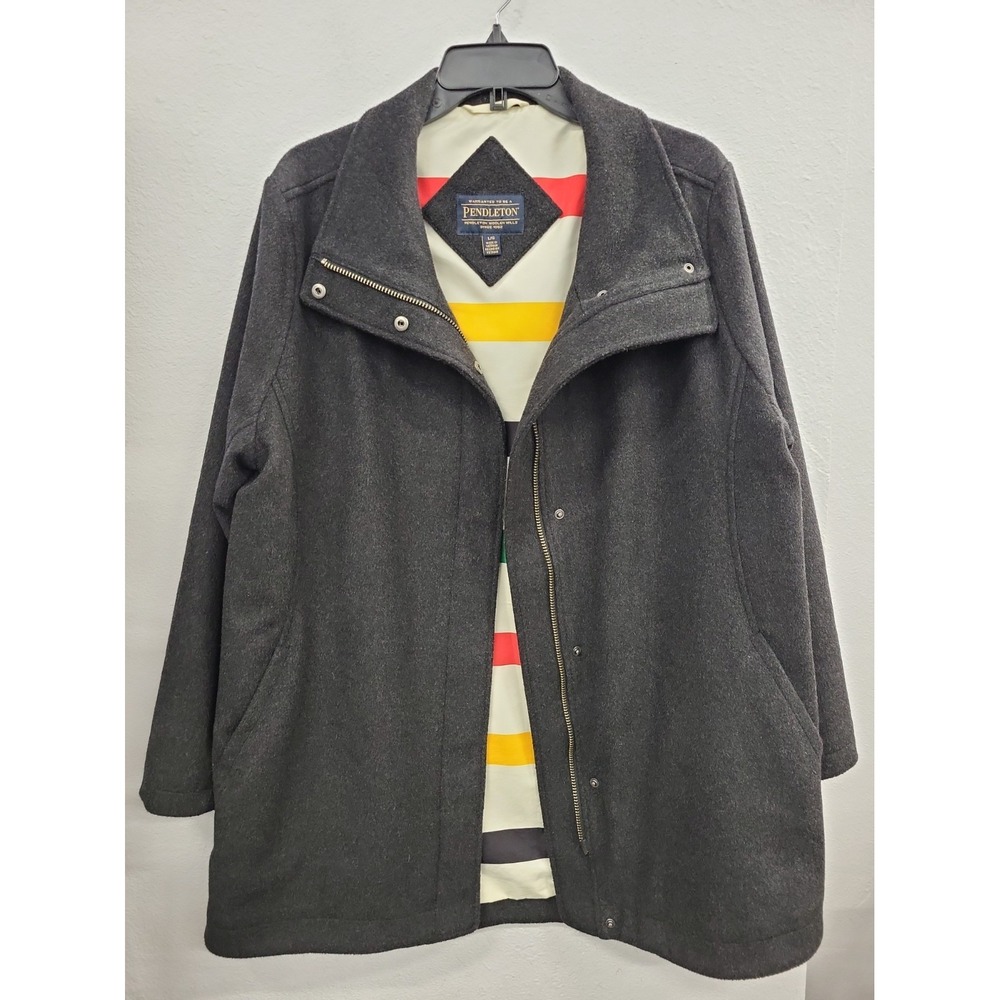 Pendleton Cascade Wool Campbell Coat Jacket Size Large Charcoal